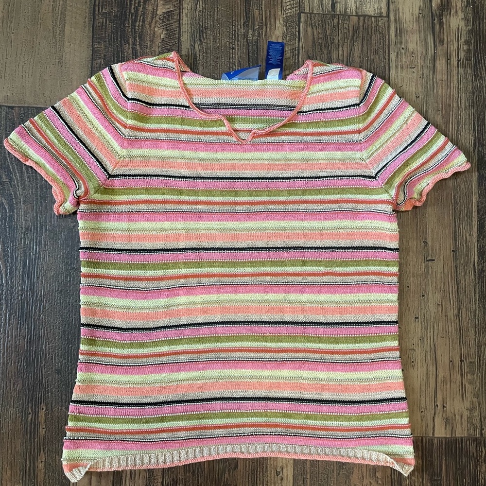 Striped short-sleeve sweater